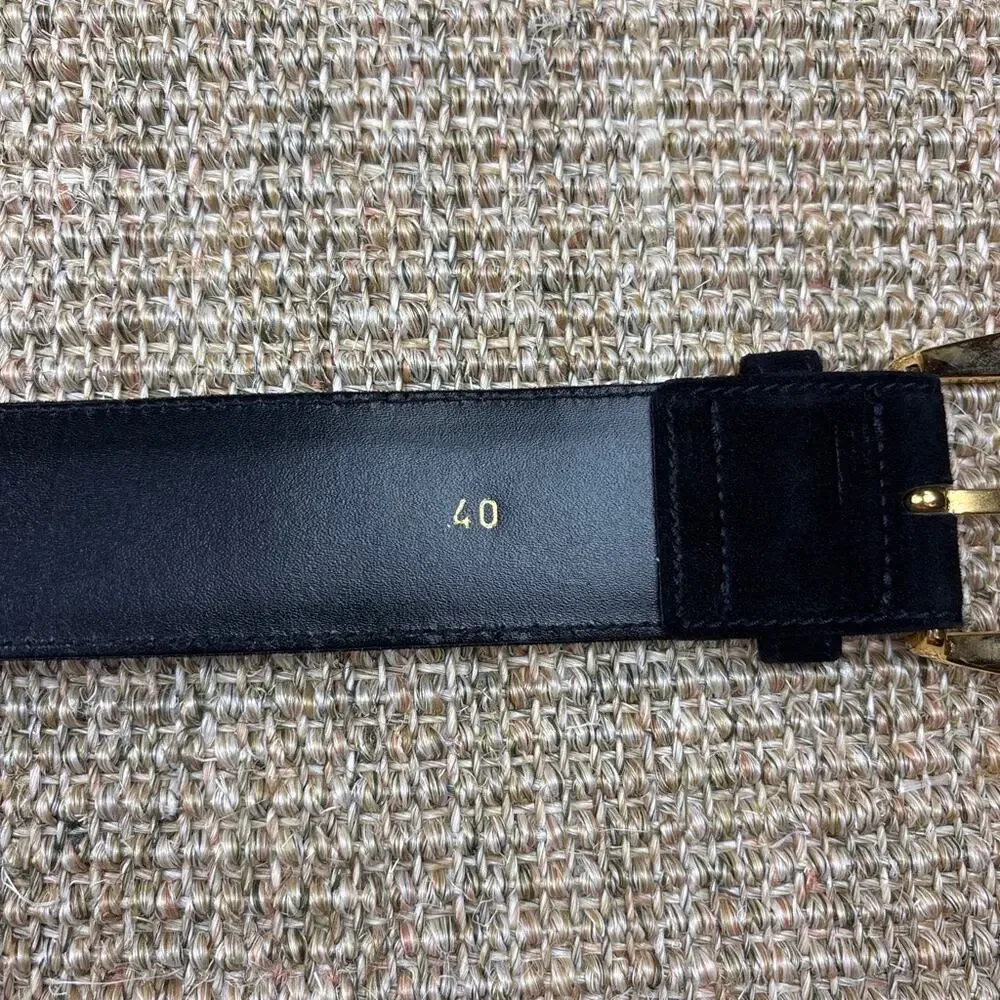 🖤✨ Escada Black Suede Belt | Size 40 | Gold Buckle | Made in Italy